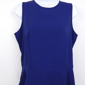 Ann Taylor Blouse Women's Size 4 Royal Blue Sleeveless Peplum Top Zip Back